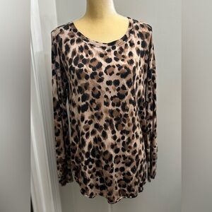 Cupio Leopard Print Long Sleeve Top